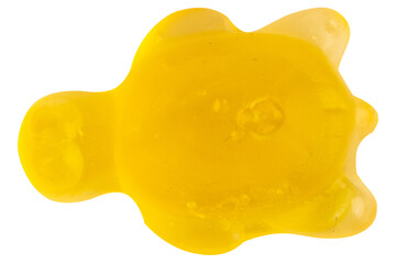 Yellow Turtle Jelly Gummy Candy Isolated on White Background
