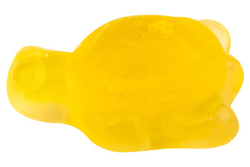 Yellow Turtle Jelly Gummy Candy Isolated on White Background
