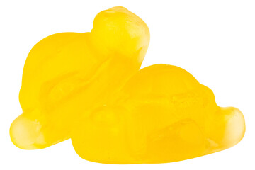 Yellow Turtle Jelly Gummy Candy Isolated on White Background