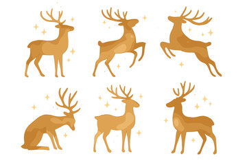 Wildlife silhouette icon set. featuring deer, antelope, nature, fauna, and wildlife symbols