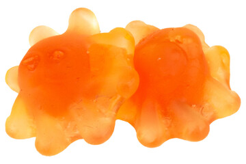 Orange Squid Jelly Gummy Candy Isolated on White Background