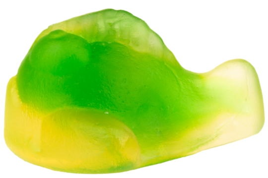 Pile of Green fish Jelly Gummy Candies Isolated on White Background