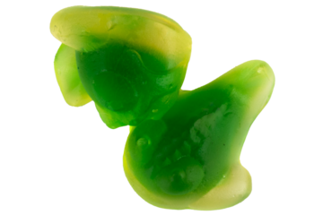 Pile of Green fish Jelly Gummy Candies Isolated on White Background