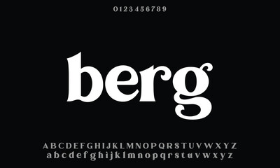 Bilderberg regular vector font alphabet with numbers