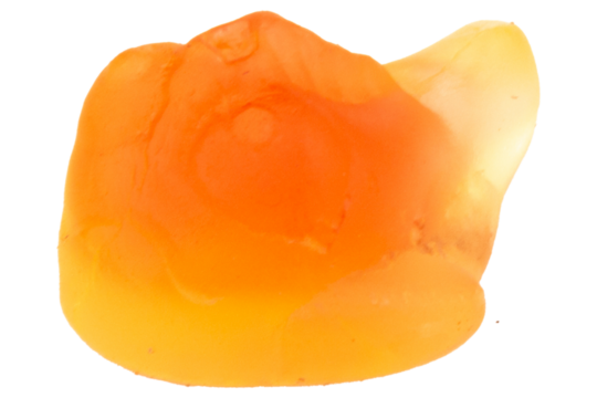 Pile of Orange Fish Jelly Gummy Candies Isolated on White Background