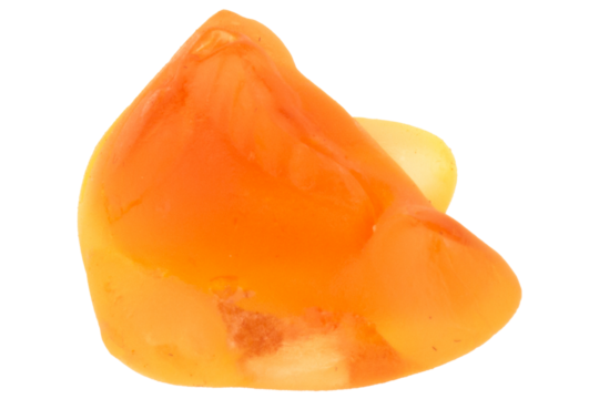 Pile of Orange Fish Jelly Gummy Candies Isolated on White Background