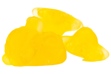 Pile of Yellow Jelly Gummy Candies Isolated on White Background