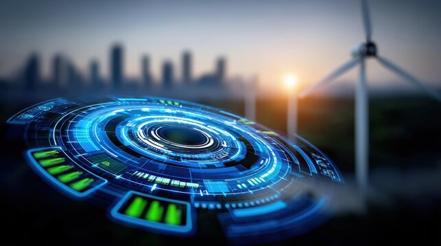 Innovative wind energy solutions in urban landscapes futuristic digital design sustainable technology aerial view - Powered by Adobe