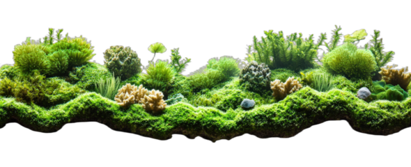 Vibrant and lush green aquatic plants in a decorative arrangement