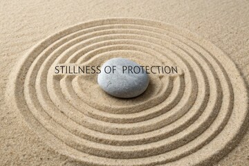 Stone centered in sand circle symbolizing stillness and peace