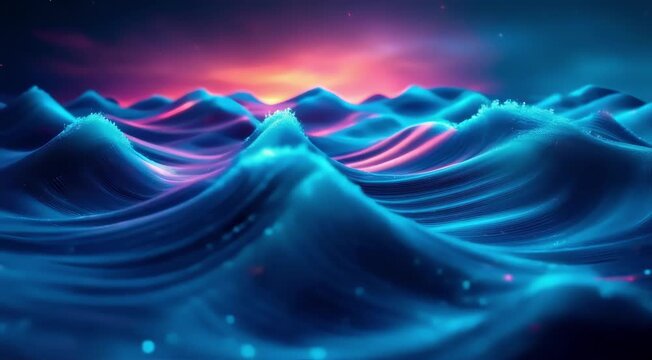 An abstract representation of sound waves, each ripple and peak timed perfectly with the beats of an electronic soundtrack 