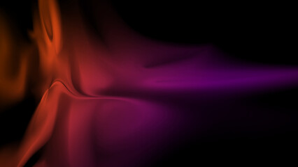 Abstract Wavy Background with Intense Orange and Purple Gradient Blends Creating a Dramatic and Vibrant Digital Flow of Smoke or Fabric