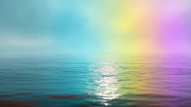 美しい虹色に光る雲と海のイメージ風景