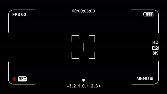 Camera recording screen overlay with alpha channel,digital display  on multiple settings and timer .4K stock video
