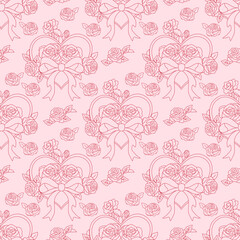 Valentine day valentine seamless pattern with hearts bow and roses design for fabric, cotton, wallpaper, satin all types of print textile and background