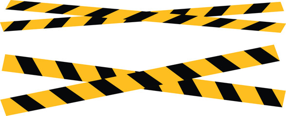 Warning tape with yellow and black diagonal stripes, designed for industrial safety,Yellow stripes border,black stripes isolated on a transparent background,
