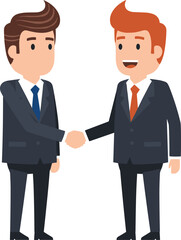 Business handshake illustration between two professionals, partnership agreement, teamwork success, corporate collaboration, business deal concept, communication and trust symbol