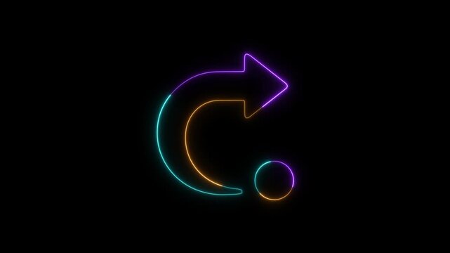 Neon Undo Arrow and Dot Icon with Purple Teal Orange Glow back return