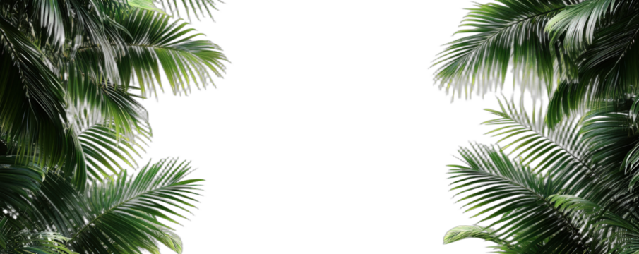 Lush green palm leaves creating a natural and refreshing scene