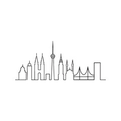 Obraz premium Minimalist city skyline illustration with iconic buildings in a sleek line art style great for urban design projects