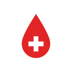 Fototapeta premium blood droplet icon with medical cross