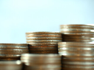 Stack of coins. In the concept of saving money and finance.