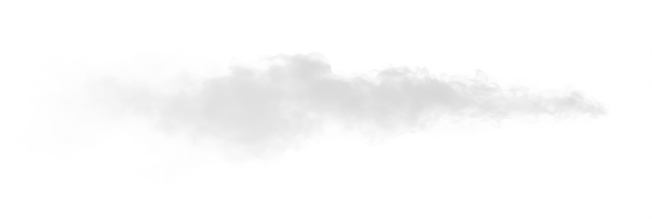 White thin smoke plume effect transparent PNG cutout, isolated background