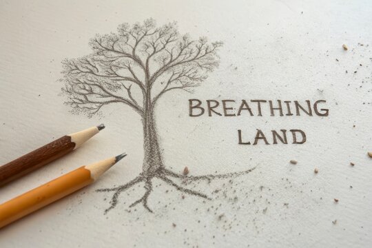 A sketched tree with roots and text on white paper