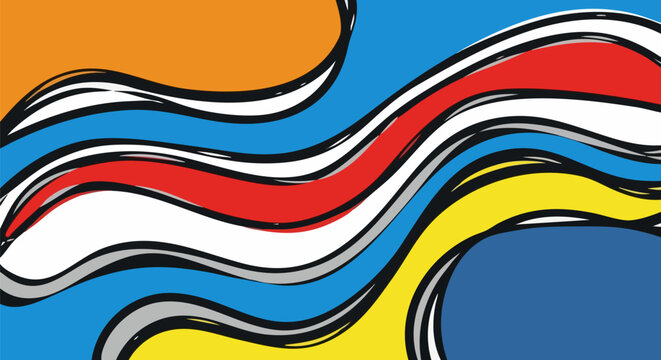 Abstract colorful wavy design with bold brushstrokes art