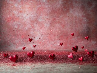 Romantic Hearts and Glitter Background for Valentine's Day Celebrations