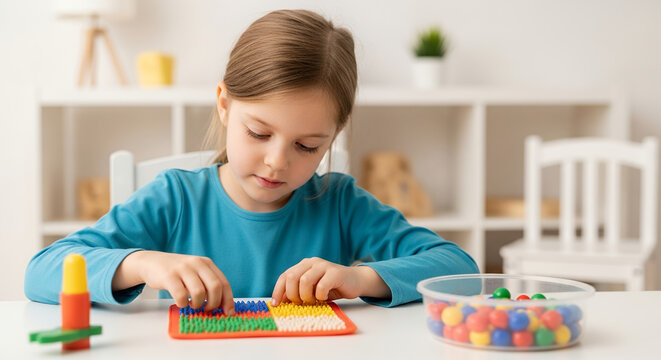 Focused Engagement: Child with Autism During Sensory Play