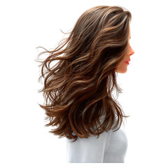 Naklejka premium Swirl of black and dark brown brunette hair concept. Profile of a woman showcasing flowing, beautiful hair.