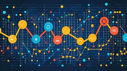 Abstract data visualization showing interconnected nodes and growth trends.