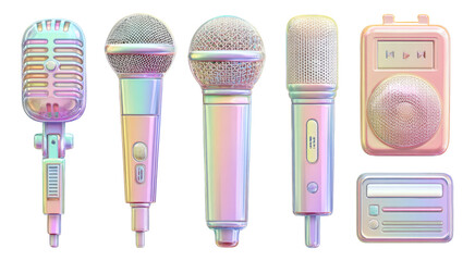 Colorful Isolated Microphones and Speaker in Translucent Style with Modern Design