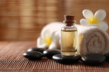 Aromatherapy massage oil spa relaxation therapy setup