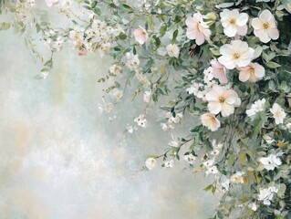 Romantic floral blossom painting background for elegant designs