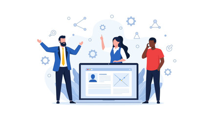 Team collaboration on website design and development, working together.