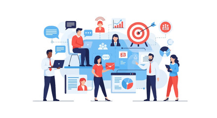 Teamwork and Business Strategy Meeting with Target and Analytics.