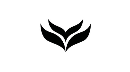 Minimalist abstract black plant leaves icon. Elegant organic nature eco symbol design on white background for branding.