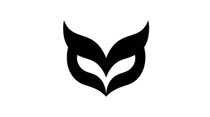 Obraz premium Elegant abstract black mask icon silhouette on white background, stylized for mystery, masquerade, or animalistic design