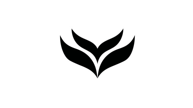 Minimalist abstract black plant leaves icon. Elegant organic nature eco symbol design on white background for branding. - Powered by Adobe