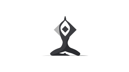Minimalist stylized figure in yoga meditation pose, symbolizing peace, balance, spirituality, and wellness. Serene graphic design.