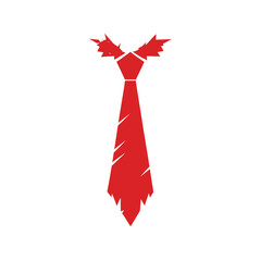 Red Torn Necktie Icon Isolated on White Background ripped