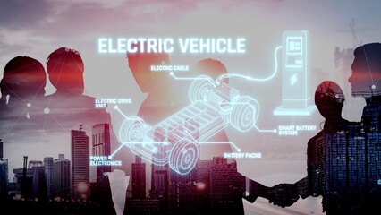 Structure of electric car showing battery system, traction motor, control units, and charging station for understanding EV functionality and energy flow Marrow