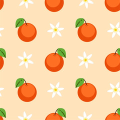 Seamless pattern with orange fruit.