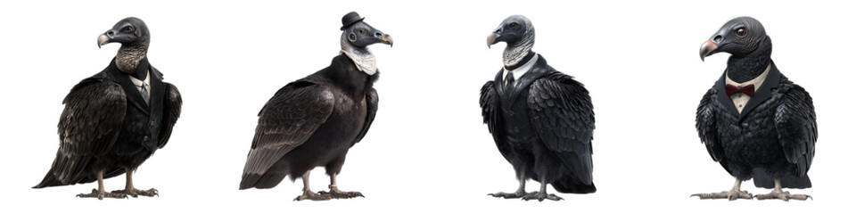 Humorous Vultures Dressed in Business Suits, A Quirky Take on Corporate Culture, Office Humor, and Animal Anthropomorphism for a Unique and Playful Concept