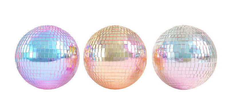 Three oval shaped iridescent beads isolated on transparent background