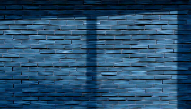 Dark blue brick wall, Dynamic motion. White tone