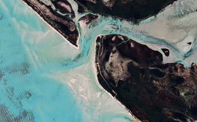 Tropical Shallow Sea Aerial View Turquoise Water Coral Reef