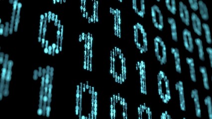 Binary Numbers Inside Binary Code 3D illustration can be used in quantum computing visuals, cybersecurity backgrounds, algorithmic data systems, and software programming concepts